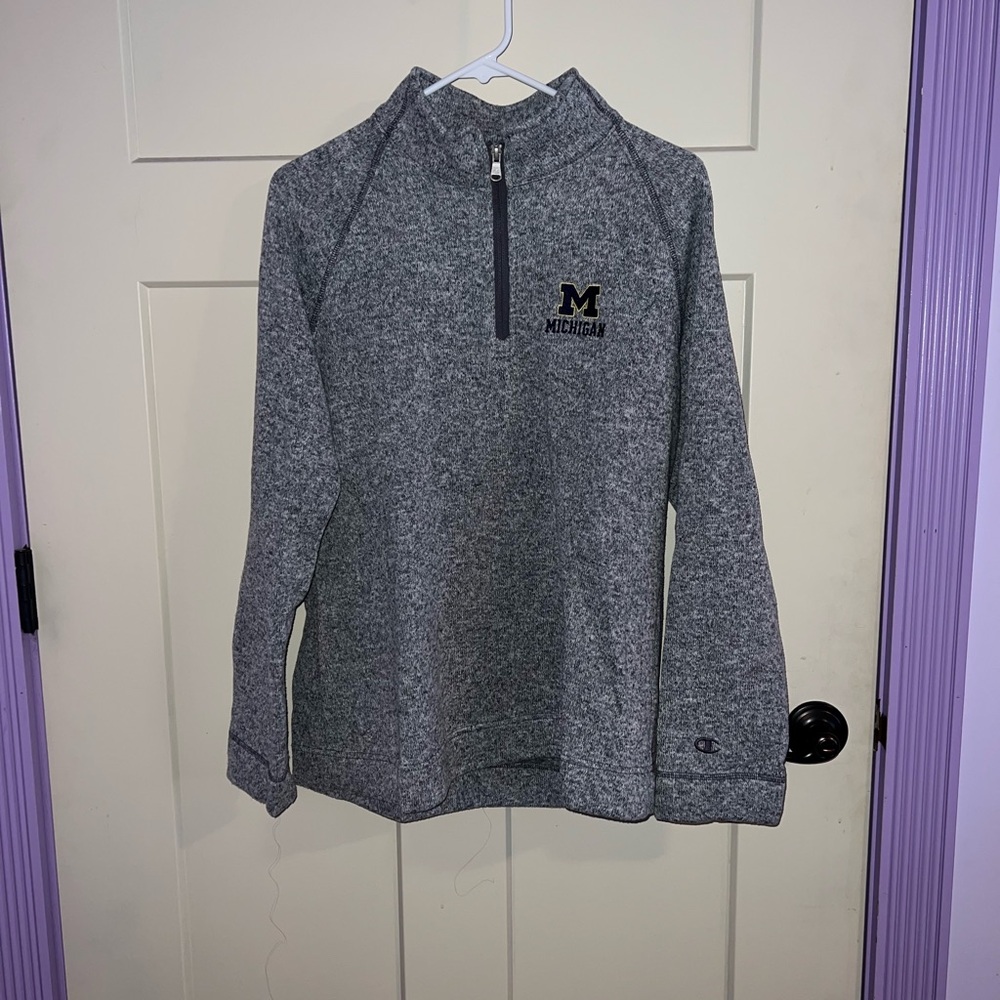 Champion Gray Fitted Zippered Long Sleeve